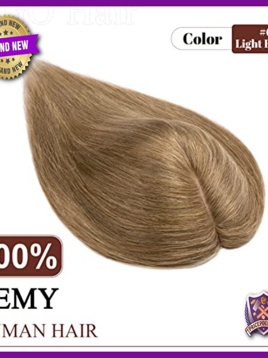Real Human Hair Topper No Bangs 8 Inch Volume for Thinning Hair